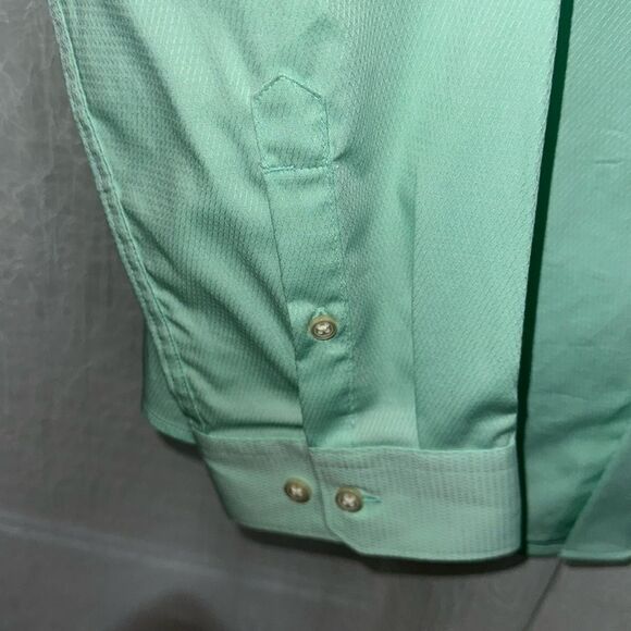 EXPRESS XL Mint Green Slim Fit Textured Cotton Men’s Long Sleeve Dress Shirt - Picture 4 of 11